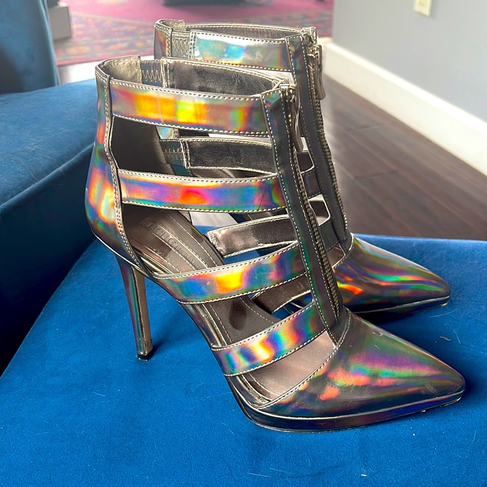 BCBG MaxAzria metallic gladiator heels